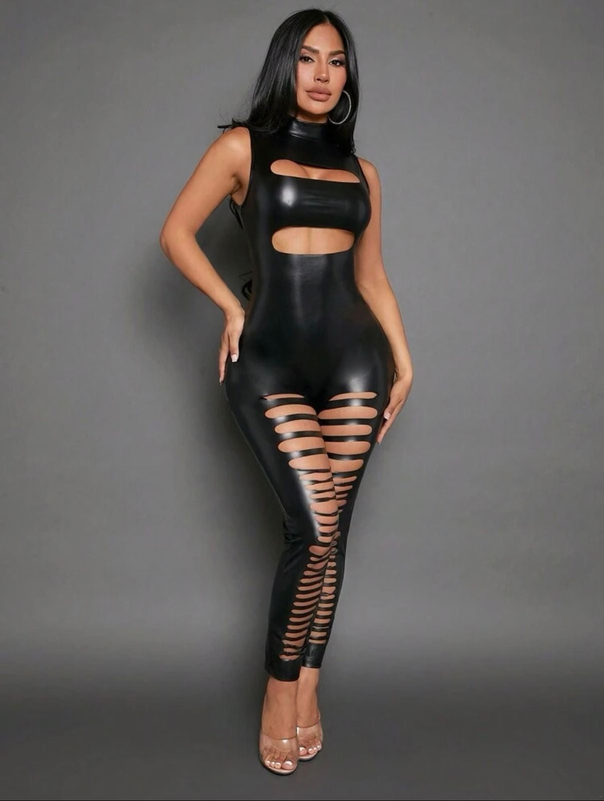 🎀Enterizo Tipo Cuero Negro🎀