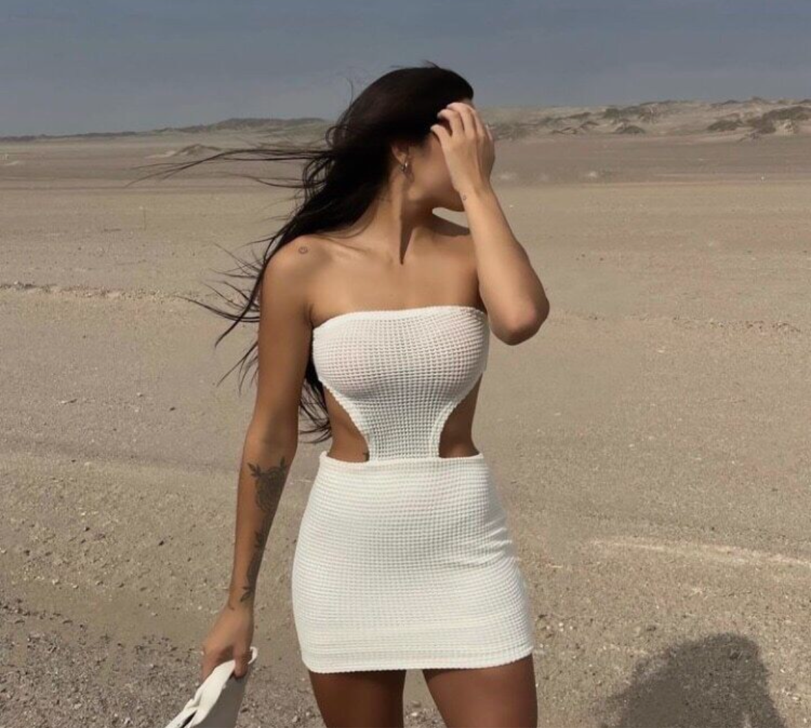 🎀Vestido Tejido Playero Beige Claro🎀