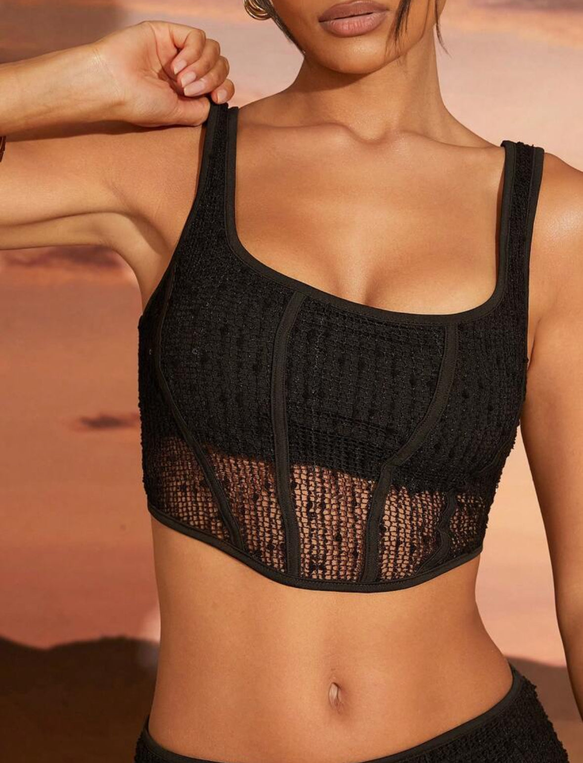 🎀Conjunto Elegante Crop Top + Falda Negro Con Lentejuelas🎀
