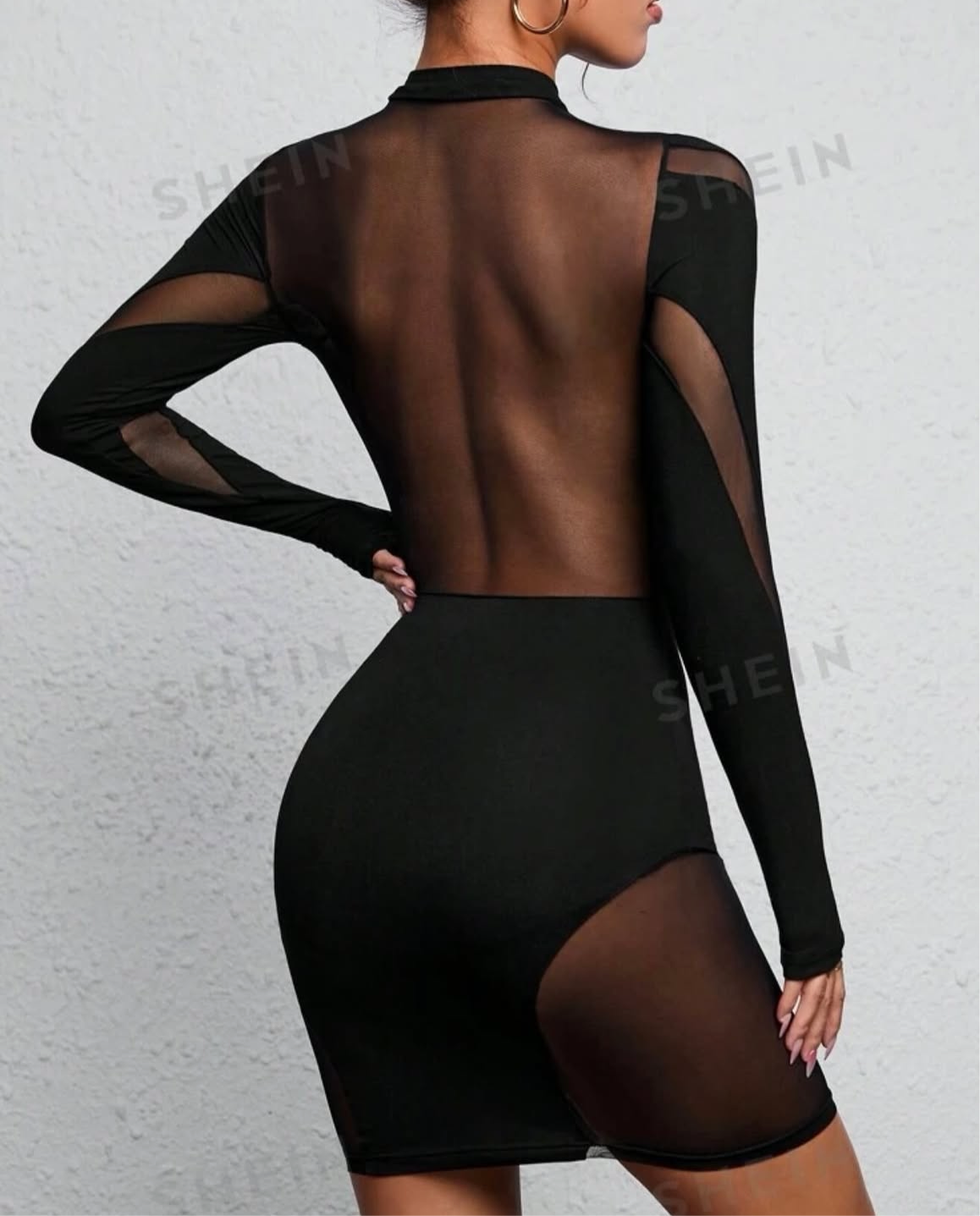 🎀Vestido Tendencia Transparecia Negro🎀